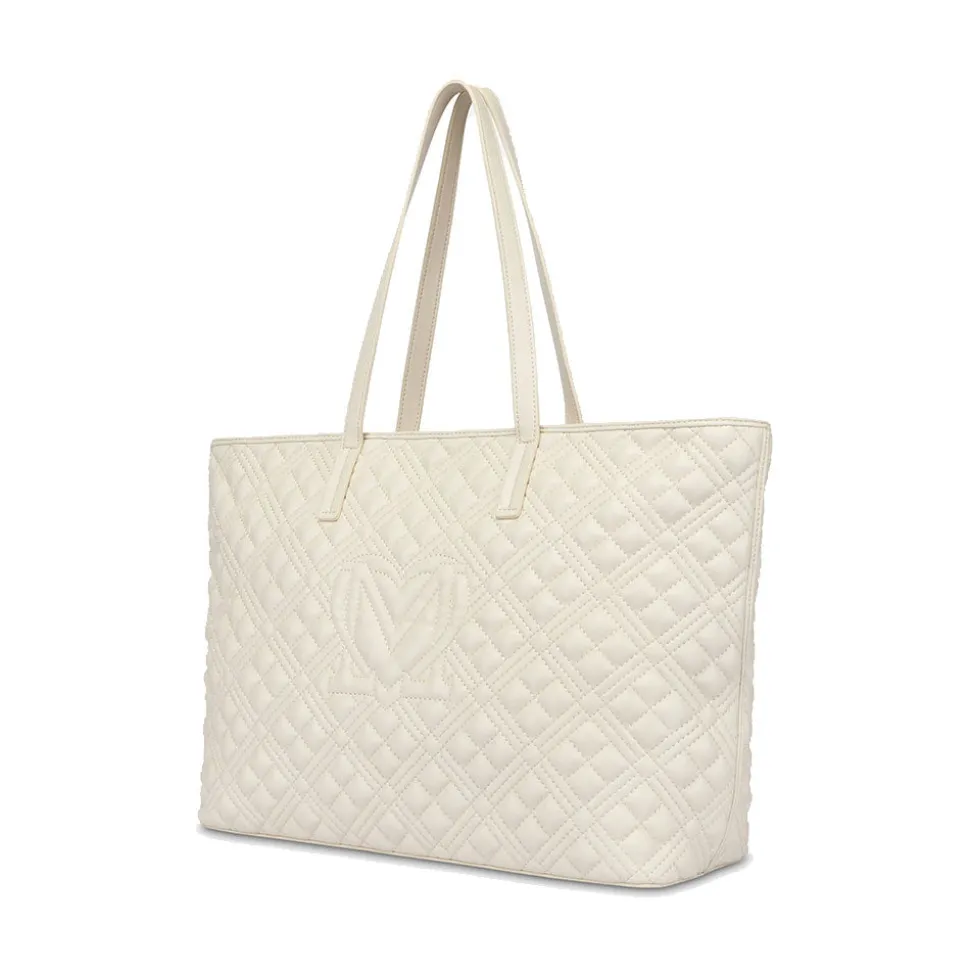 Shopping Bag Trapuntata LOVE MOSCHINO linea Lettering Logo Avorio