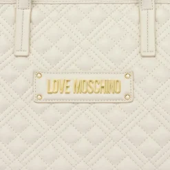 Shopping Bag Trapuntata LOVE MOSCHINO linea Lettering Logo Avorio