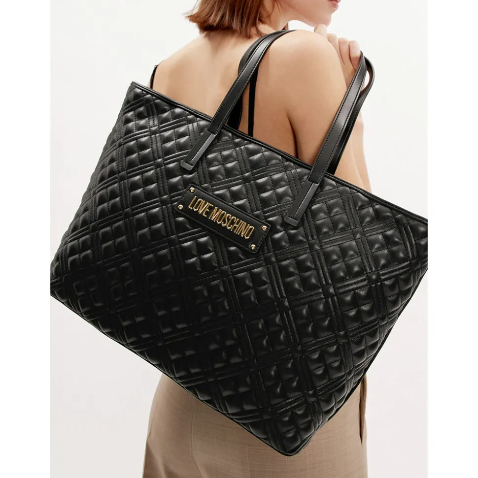 Shopping Bag Trapuntata LOVE MOSCHINO linea Lettering Logo colore Nero