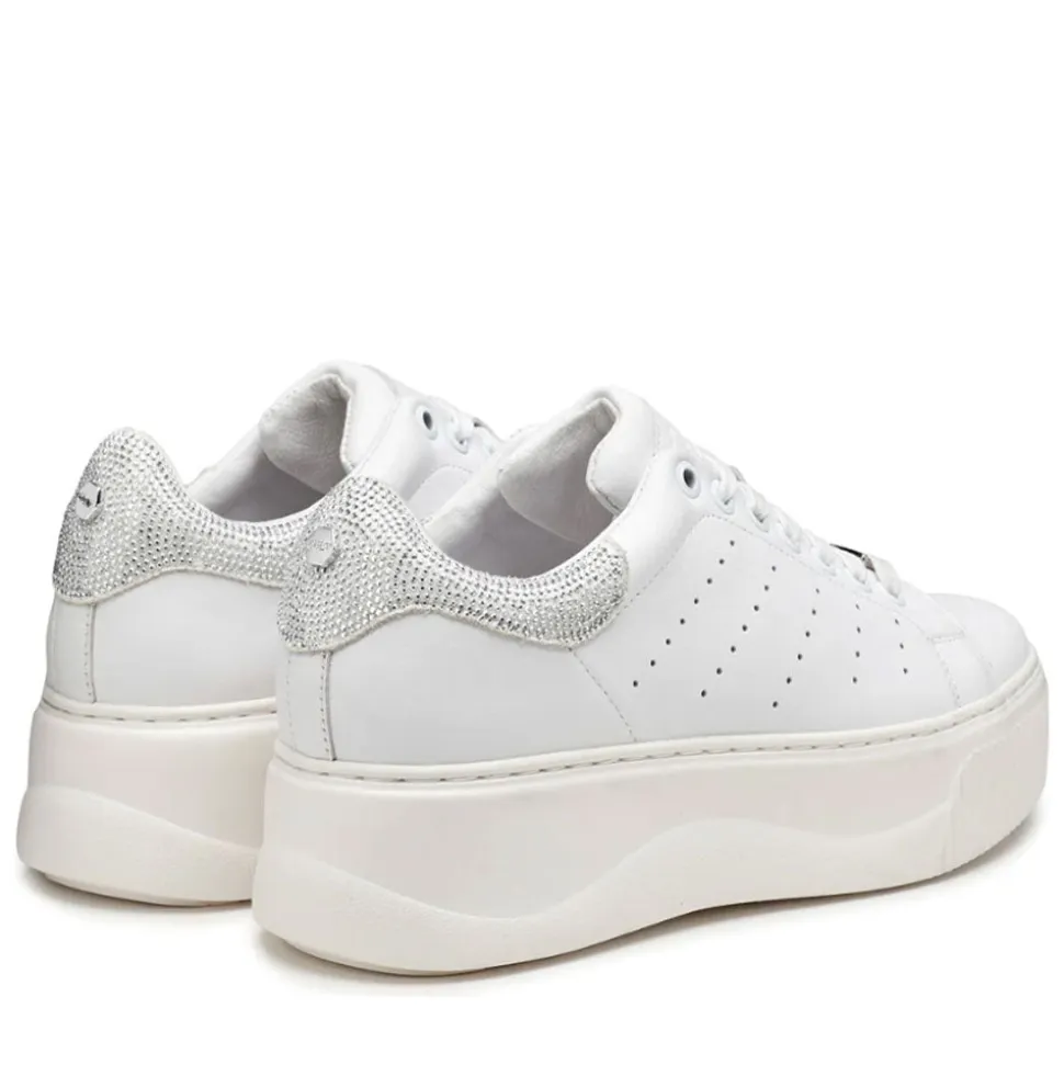 Sneakers Donna CULT Perry 3162 in Pelle Bianca con Glitter Argento