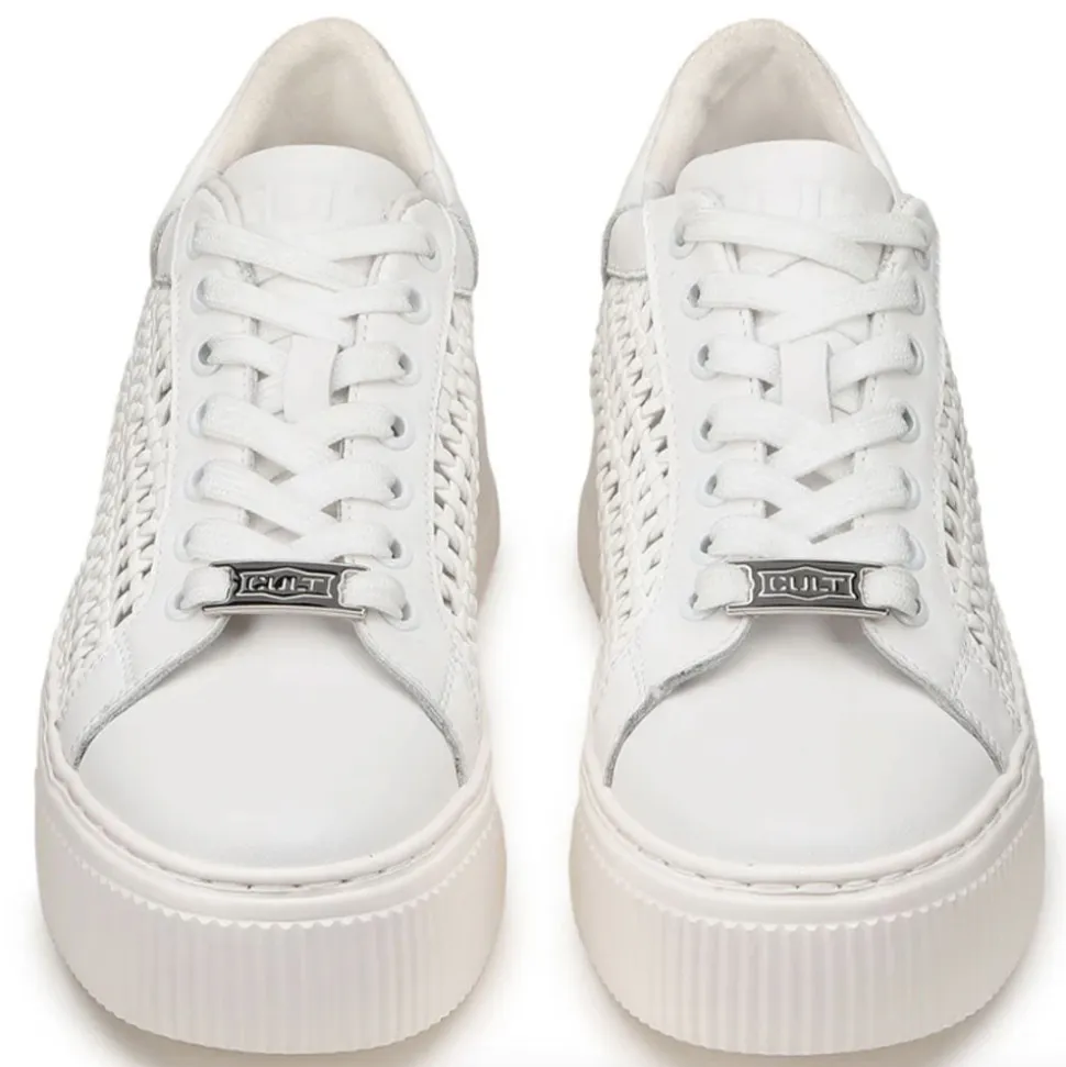 Sneakers Donna CULT Perry 4237 in Pelle Intrecciata Colore Bianco