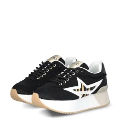 Sneakers Donna LIU JO Dreamy 05 in Nylon Nero con Maxi Stella Animalier