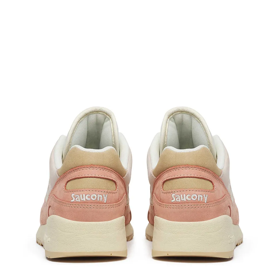 Sneakers Donna SAUCONY Shadow 6000 in Pelle e Tessuto Colore Off White - Peach