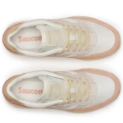 Sneakers Donna SAUCONY Shadow 6000 in Pelle e Tessuto Colore Off White - Peach