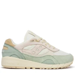 Sneakers Donna SAUCONY Shadow 6000 in Pelle e Tessuto Colore Off White - Blue