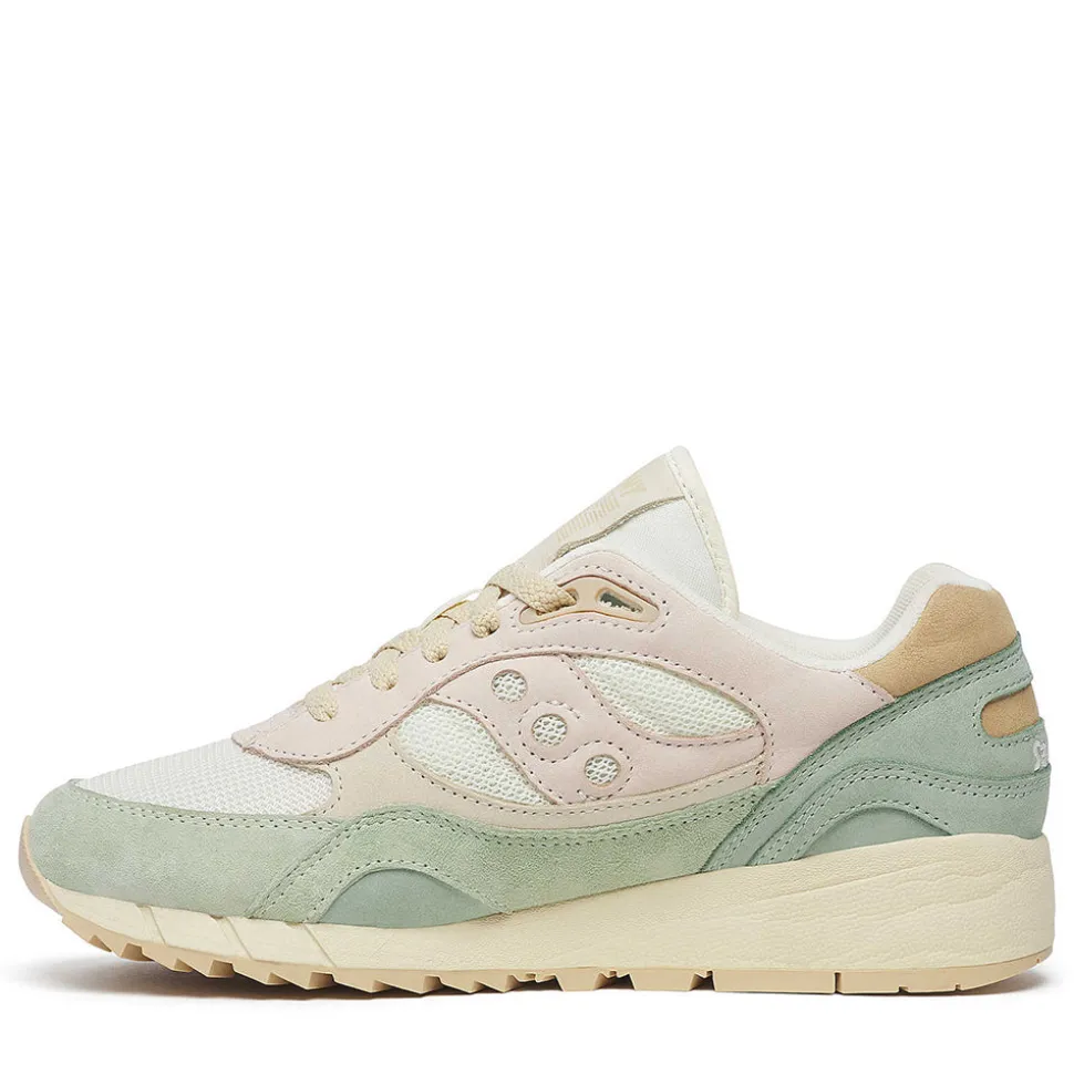 Sneakers Donna SAUCONY Shadow 6000 in Pelle e Tessuto Colore Off White - Blue