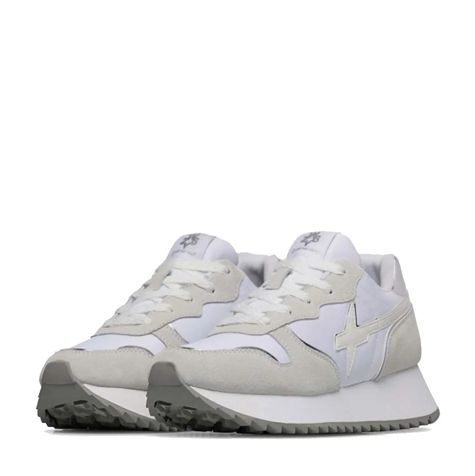 Sneakers Donna W6YZ Jet-W. in Tessuto Tecnico e Suede White e Silver