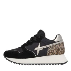 Sneakers Donna W6YZ Jet-W. in Tessuto Tecnico e Suede con Inserti Animalier colore Black Platinum