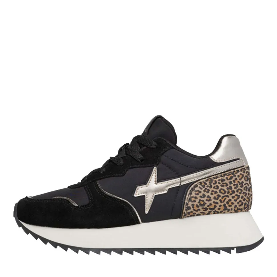 Sneakers Donna W6YZ Jet-W. in Tessuto Tecnico e Suede con Inserti Animalier colore Black Platinum