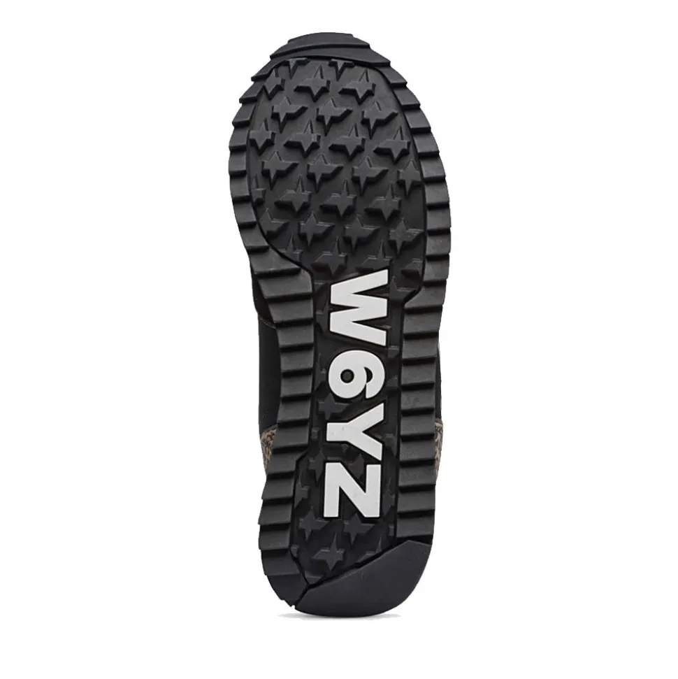 Sneakers Donna W6YZ Jet-W. in Tessuto Tecnico e Suede con Inserti Animalier colore Black Platinum