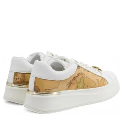 Sneakers Platform 1A Classe Alviero Martini Bianco con Inserti in Tessuto Beige Geo 2141