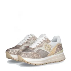 Sneakers Platform Donna LIU JO Maxi Wonder 73 Full Glitter e Inserti in Lurex Gold