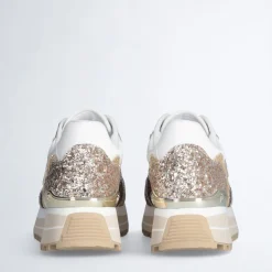 Sneakers Platform Donna LIU JO Maxi Wonder 73 Full Glitter e Inserti in Lurex Gold