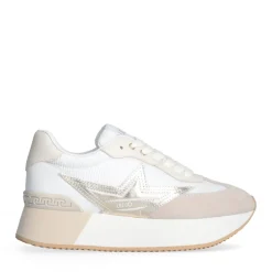 Sneakers Platform Donna LIU JO Dreamy 03 in Suede e Mesh White Light Gold