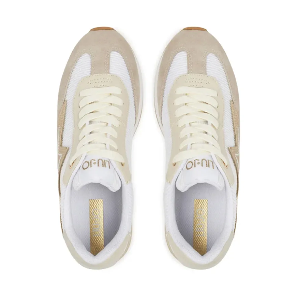 Sneakers Platform Donna LIU JO Dreamy 03 in Suede e Mesh White Light Gold