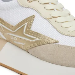 Sneakers Platform Donna LIU JO Dreamy 03 in Suede e Mesh White Light Gold