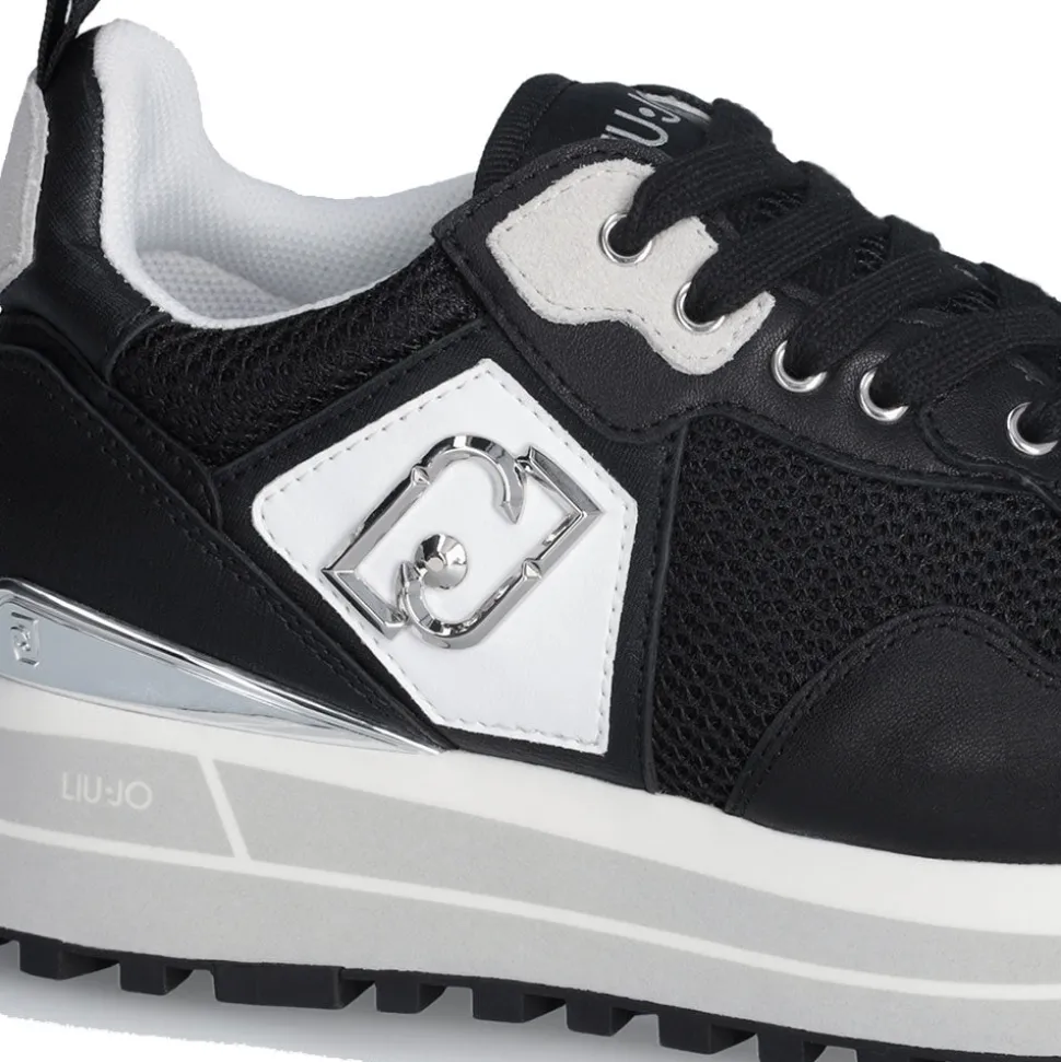 Sneakers Platform Donna LIU JO Maxi Wonder 01 in Pelle e Mesh Black