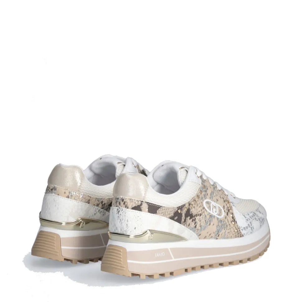 Sneakers Platform Donna LIU JO Maxi Wonder 87 in Pelle e Mesh stampa Pitone