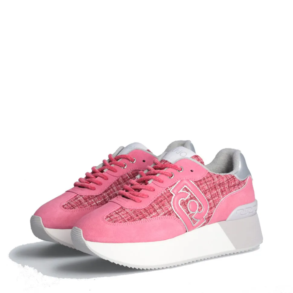 Sneakers Platform Donna LIU JO Dreamy 02 in Suede e Tweed Rosa