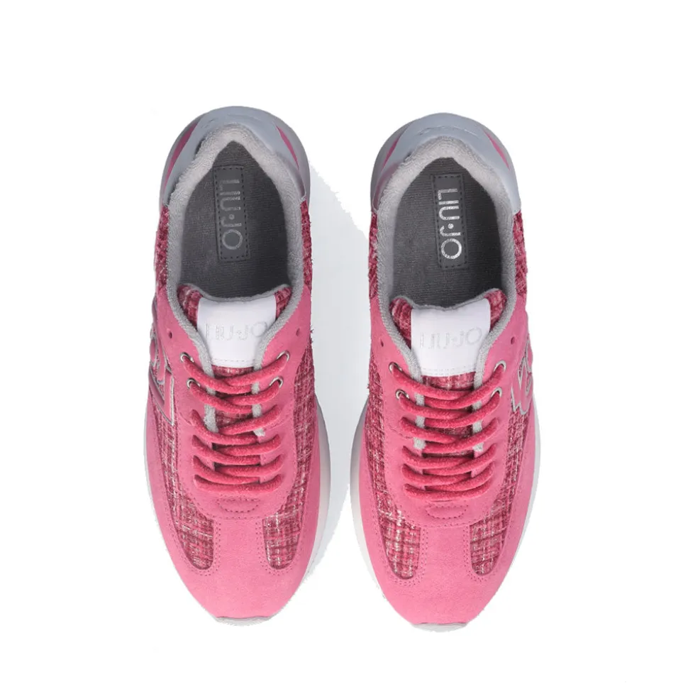 Sneakers Platform Donna LIU JO Dreamy 02 in Suede e Tweed Rosa