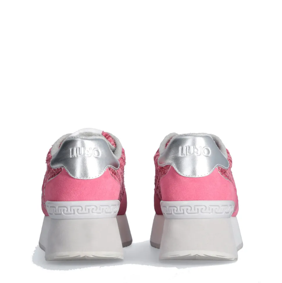 Sneakers Platform Donna LIU JO Dreamy 02 in Suede e Tweed Rosa