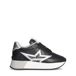 Sneakers Platform Donna LIU JO Dreamy 03 in Pelle e Suede e Glitter colore Black Silver
