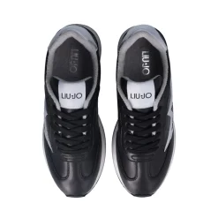 Sneakers Platform Donna LIU JO Dreamy 03 in Pelle e Suede e Glitter colore Black Silver