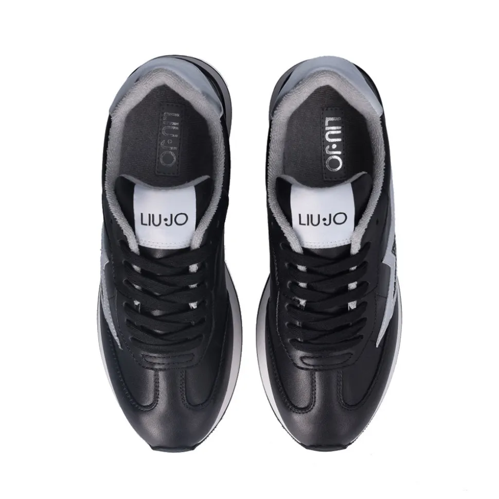 Sneakers Platform Donna LIU JO Dreamy 03 in Pelle e Suede e Glitter colore Black Silver