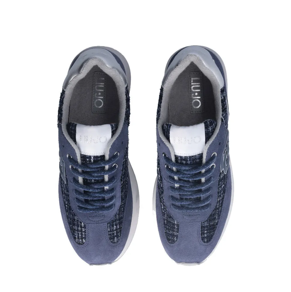 Sneakers Platform Donna LIU JO Dreamy 02 in Suede e Tweed Blu