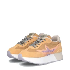 Sneakers Platform Donna LIU JO Dreamy 03 in Suede Nylon e Glitter colore Orange Caramel Violet