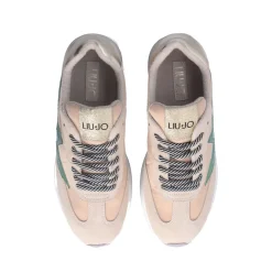 Sneakers Platform Donna LIU JO Dreamy 03 in Suede Nylon e Glitter colore Ecru Green Turquoise