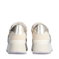 Sneakers Platform Donna LIU JO Dreamy 03 in Suede Nylon e Glitter colore Ecru Green Turquoise