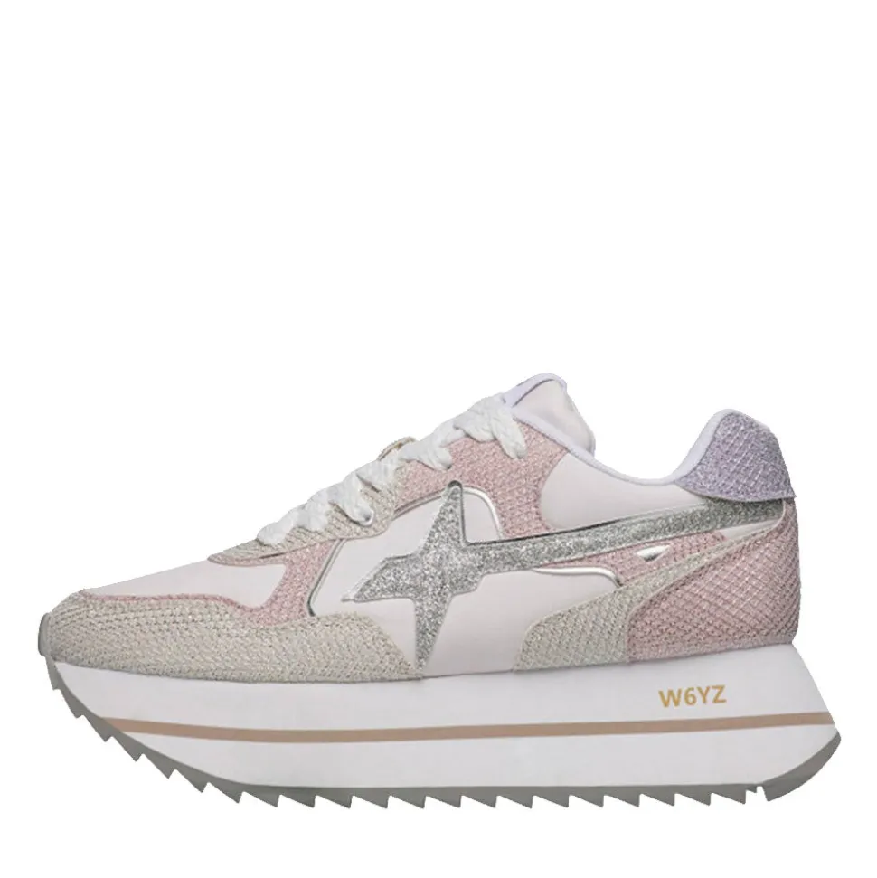 Sneakers Platform Donna W6YZ Deva-W. in Tessuto Tecnico e Suede Cipria Milk e Lilac