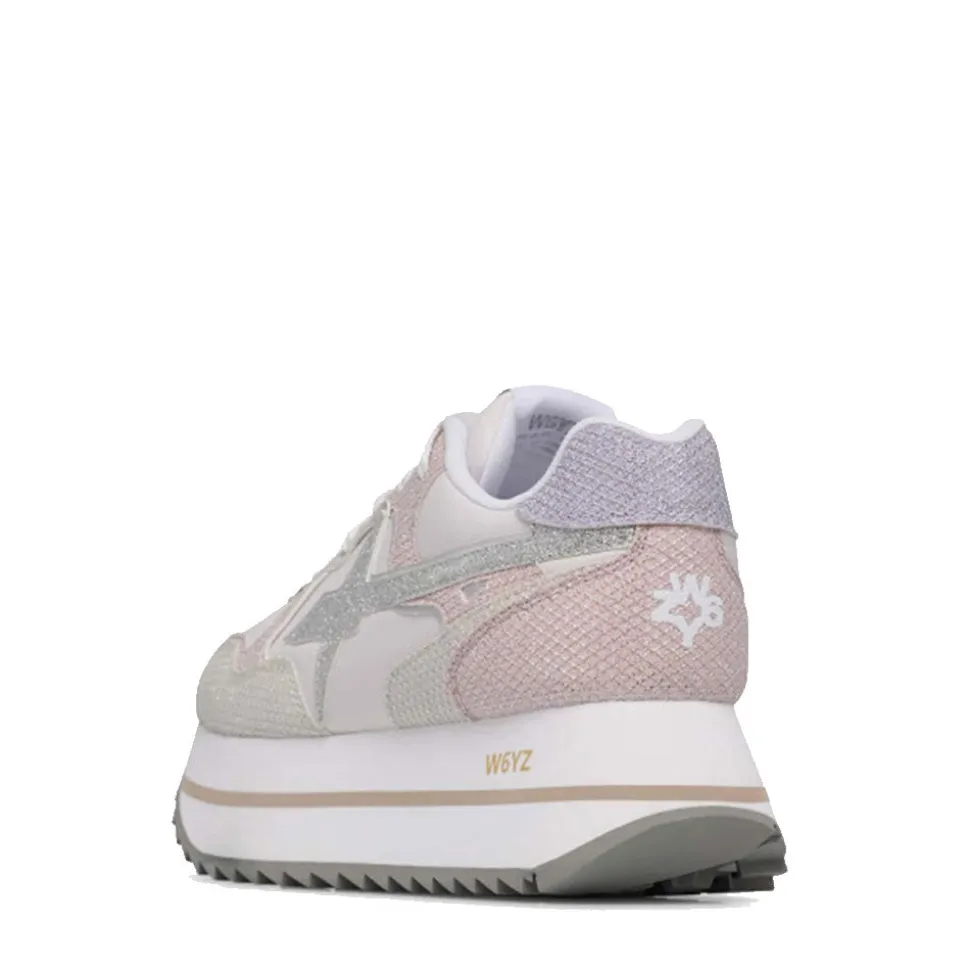 Sneakers Platform Donna W6YZ Deva-W. in Tessuto Tecnico e Suede Cipria Milk e Lilac