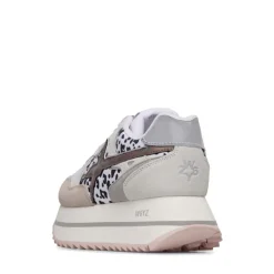 Sneakers Platform Donna W6YZ Deva-W. in Tessuto Tecnico e Suede Beige White e Black