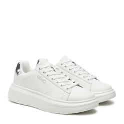 Sneakers Platform LIU JO Babol 01 in Pelle Bianca con Inserti Silver