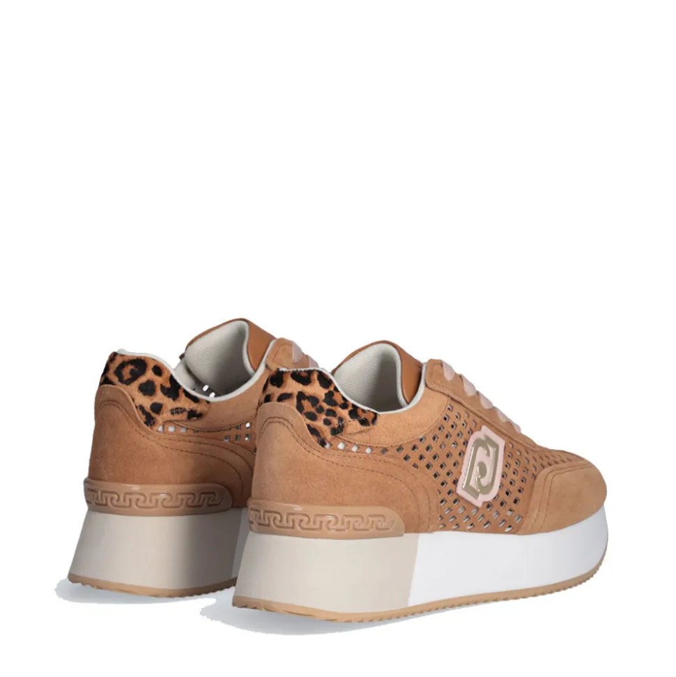 Sneakers Platform LIU JO Dreamy 11 in Pelle Laminata e Traforata Marrone