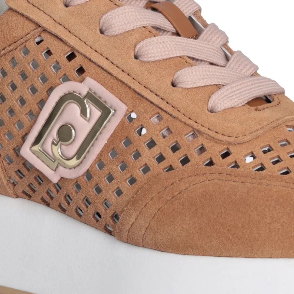 Sneakers Platform LIU JO Dreamy 11 in Pelle Laminata e Traforata Marrone