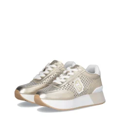 Sneakers Platform LIU JO Dreamy 11 in Pelle Laminata e Traforata Light Gold