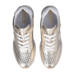 Sneakers Platform LIU JO Dreamy 11 in Pelle Laminata e Traforata Light Gold