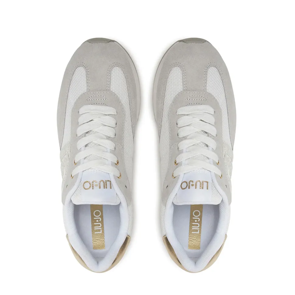 Sneakers Platform LIU JO Dreamy 02 in Suede e Mesh con Logo Glitter Purity Light Gold
