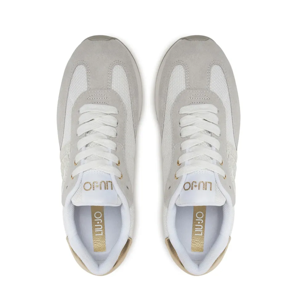Sneakers Platform LIU JO Dreamy 02 in Suede e Mesh con Logo Glitter Purity Light Gold
