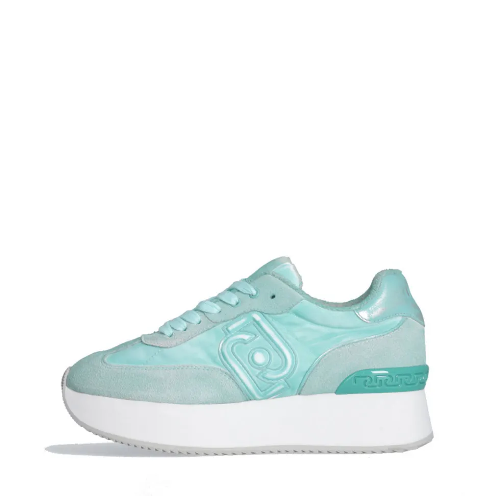 Sneakers Platform LIU JO Dreamy 02 in Suede e Nylon Verde Acqua