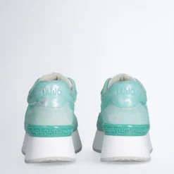 Sneakers Platform LIU JO Dreamy 02 in Suede e Nylon Verde Acqua
