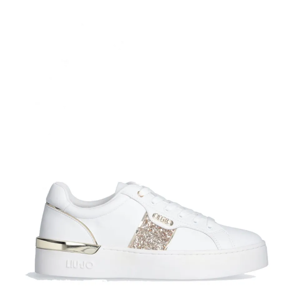 Sneakers Platform LIU JO Silvia 906 Bianche con Inserto Glitter Oro