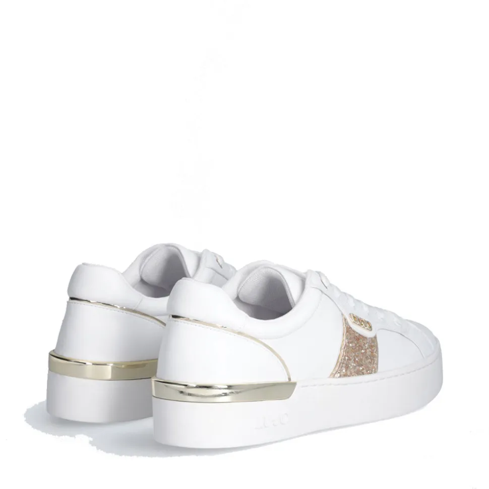 Sneakers Platform LIU JO Silvia 906 Bianche con Inserto Glitter Oro