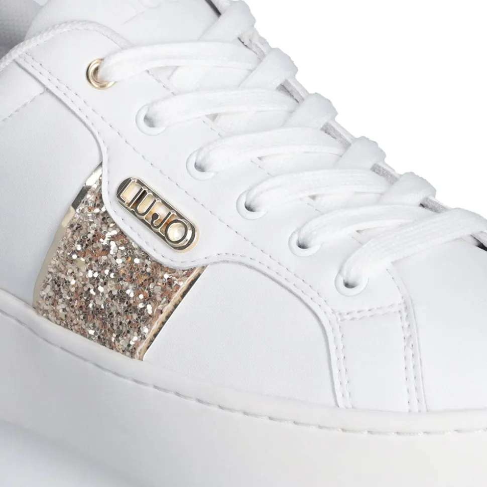 Sneakers Platform LIU JO Silvia 906 Bianche con Inserto Glitter Oro