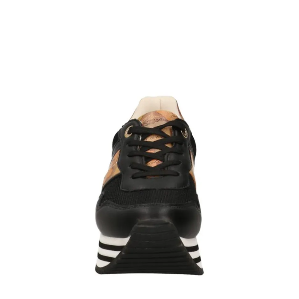 Sneakers Running 1A Classe Alviero Martini in Mesh Nero e Inserti Geo Beige 2159