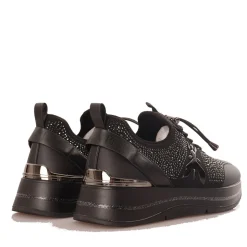 Sneakers Running Slip On PATRIZIA PEPE linea Fly in Tessuto Nero con Strass