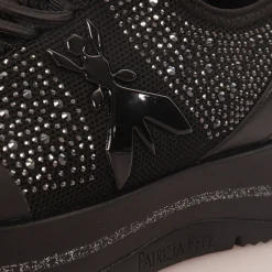 Sneakers Running Slip On PATRIZIA PEPE linea Fly in Tessuto Nero con Strass